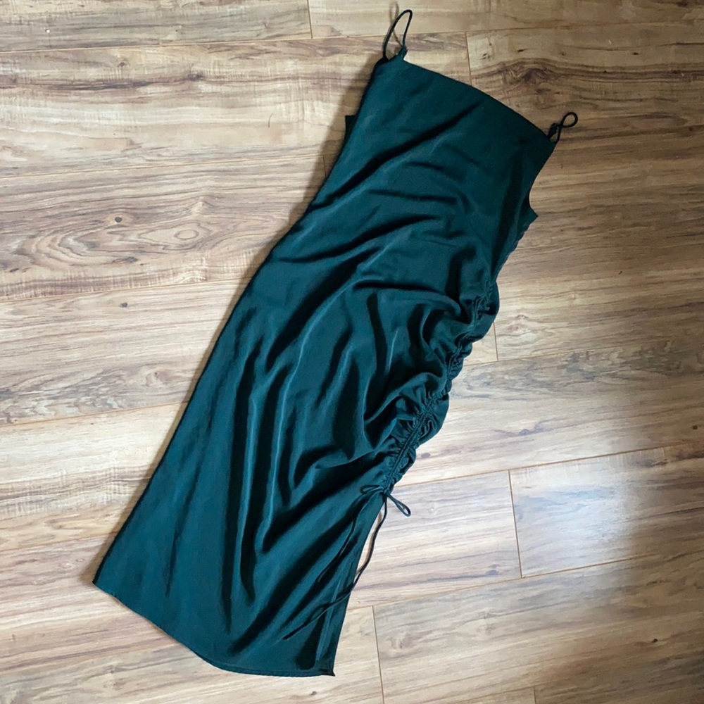 About us side slit ruched dress